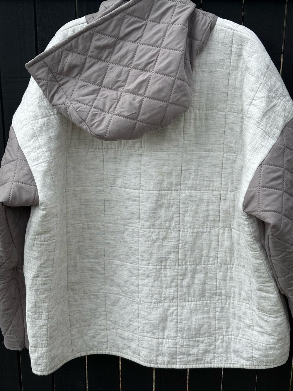Womens 2XL/Mens XL Quilted Sleeve Hoodie - Grey and Cream - Picture 3 of 8